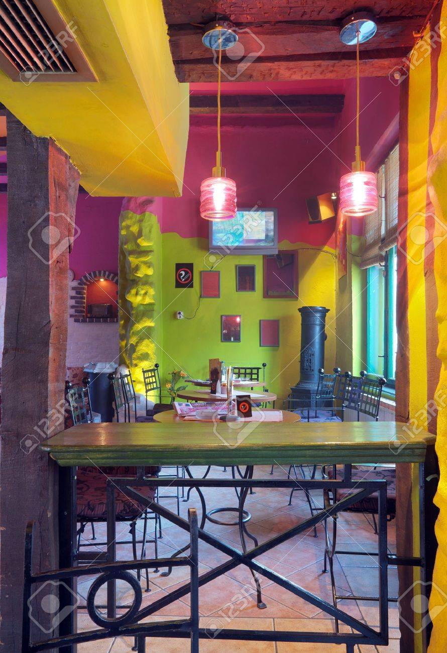 interior of modern cafe, mainstream, modern pop style. stock photo interior of modern cafe, mainstream, modern pop style. stock photo