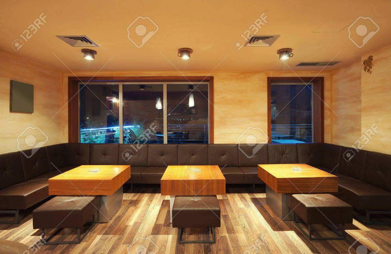 interior of a modern restaurant, classical design,night. stock interior of a modern restaurant, classical design,night. stock