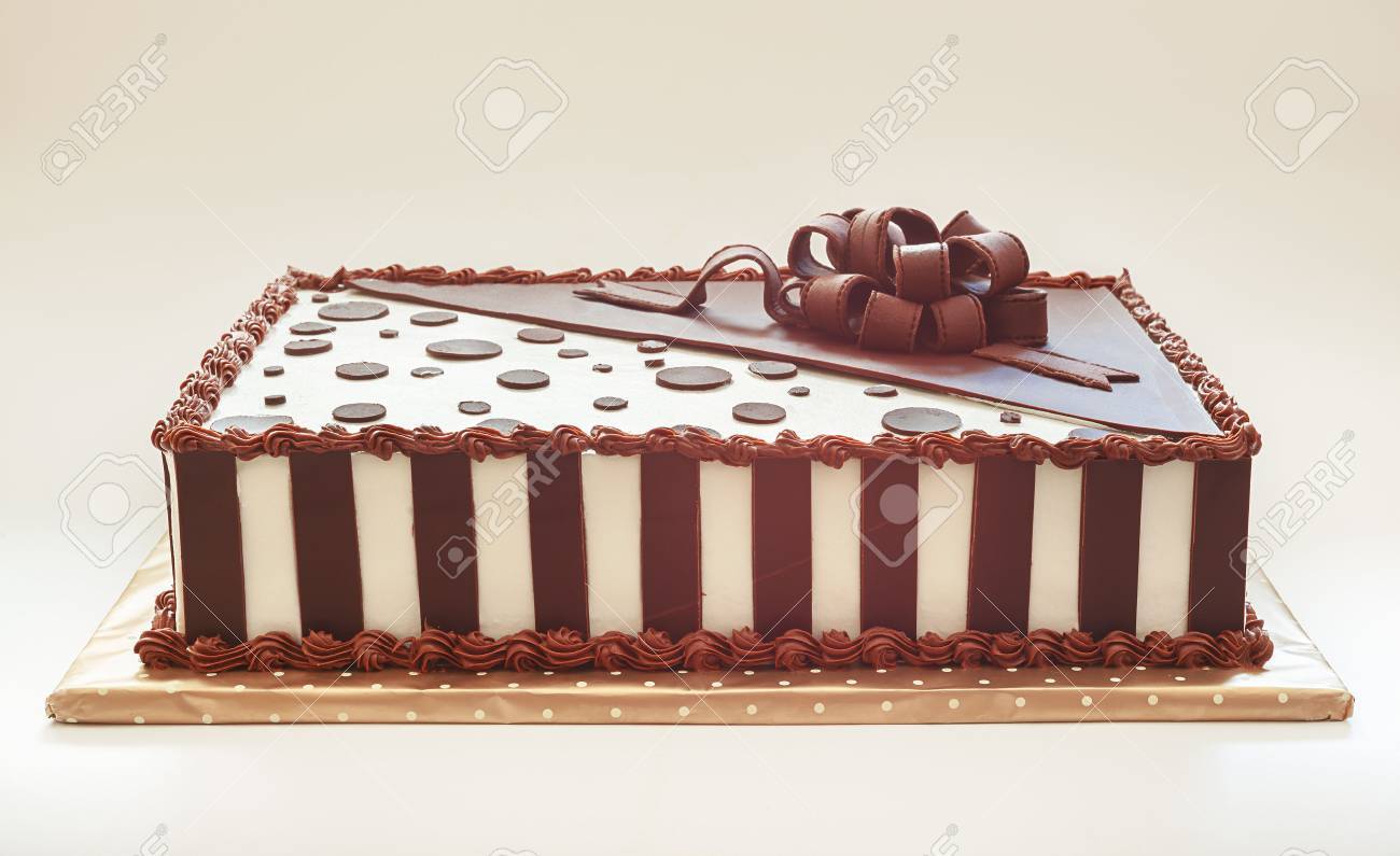 Studio Shot On White Background Of Chocolate Cake Pretty Decoration Stock Photo Picture And Royalty Free Image Image