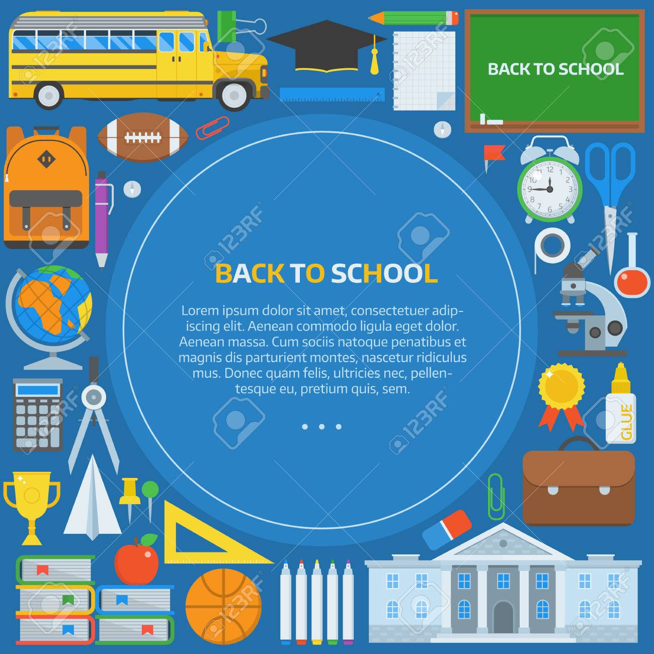 back to school background basic education elements concept in