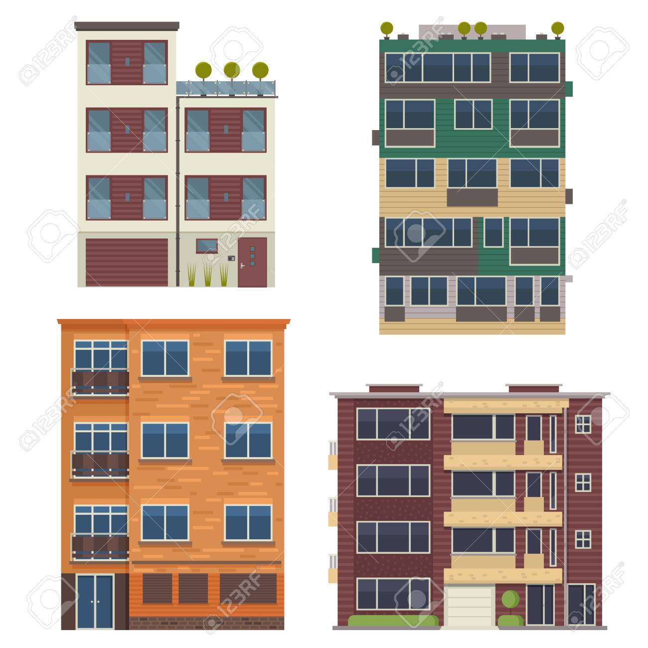 modern block city apartment buildings for town constructor or