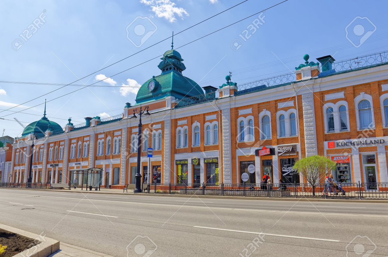 Russia Omsk A Street With Ancient Buildings Of The 19th Century Stock Photo Picture And Royalty Free Image Image 102114572