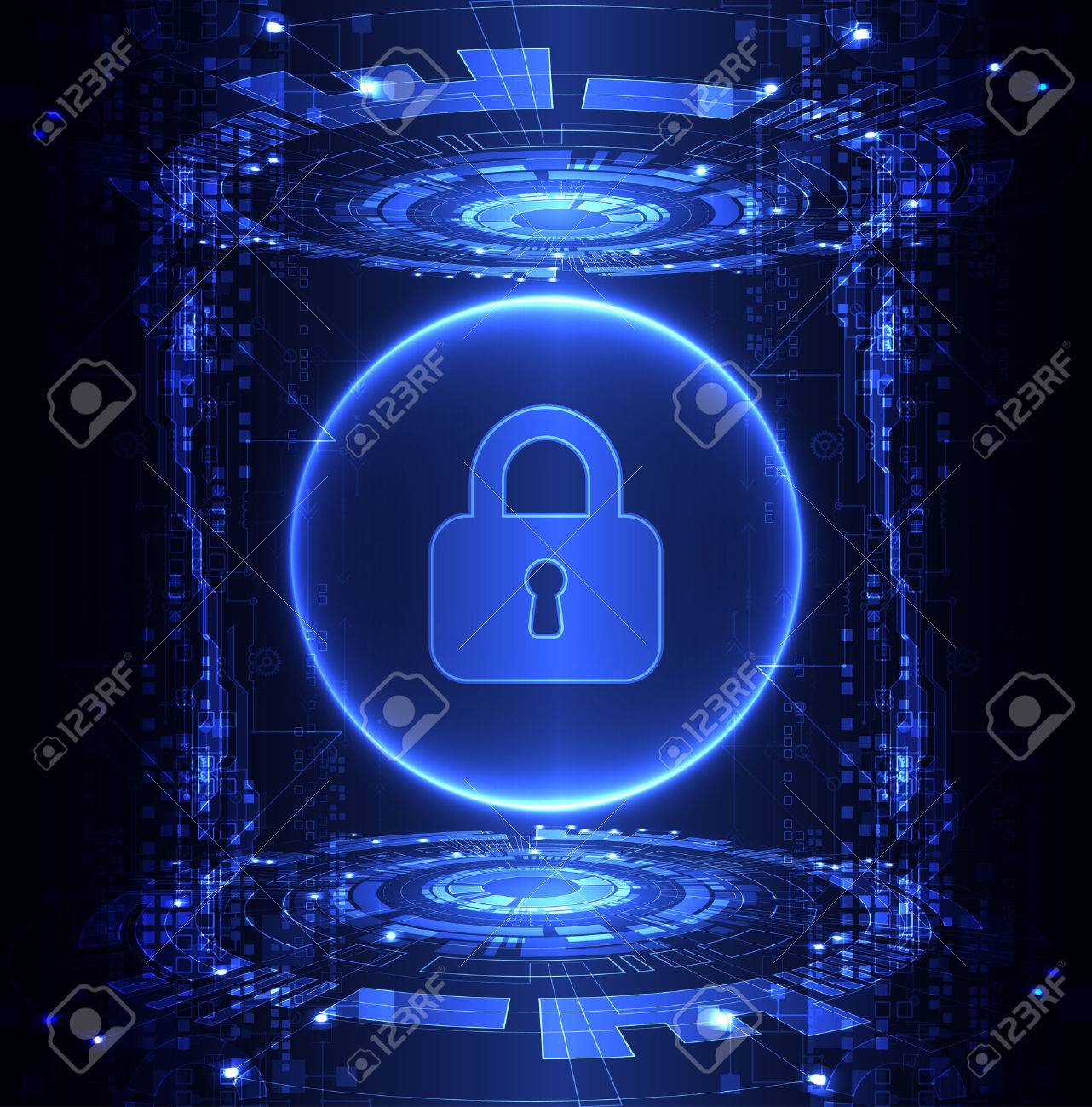 Protection concept of digital and technological. Protect mechanism, system privacy, vector illustration - 56575878 Protection concept of digital and technological. Protect mechanism, system privacy, vector illustration - 56575878