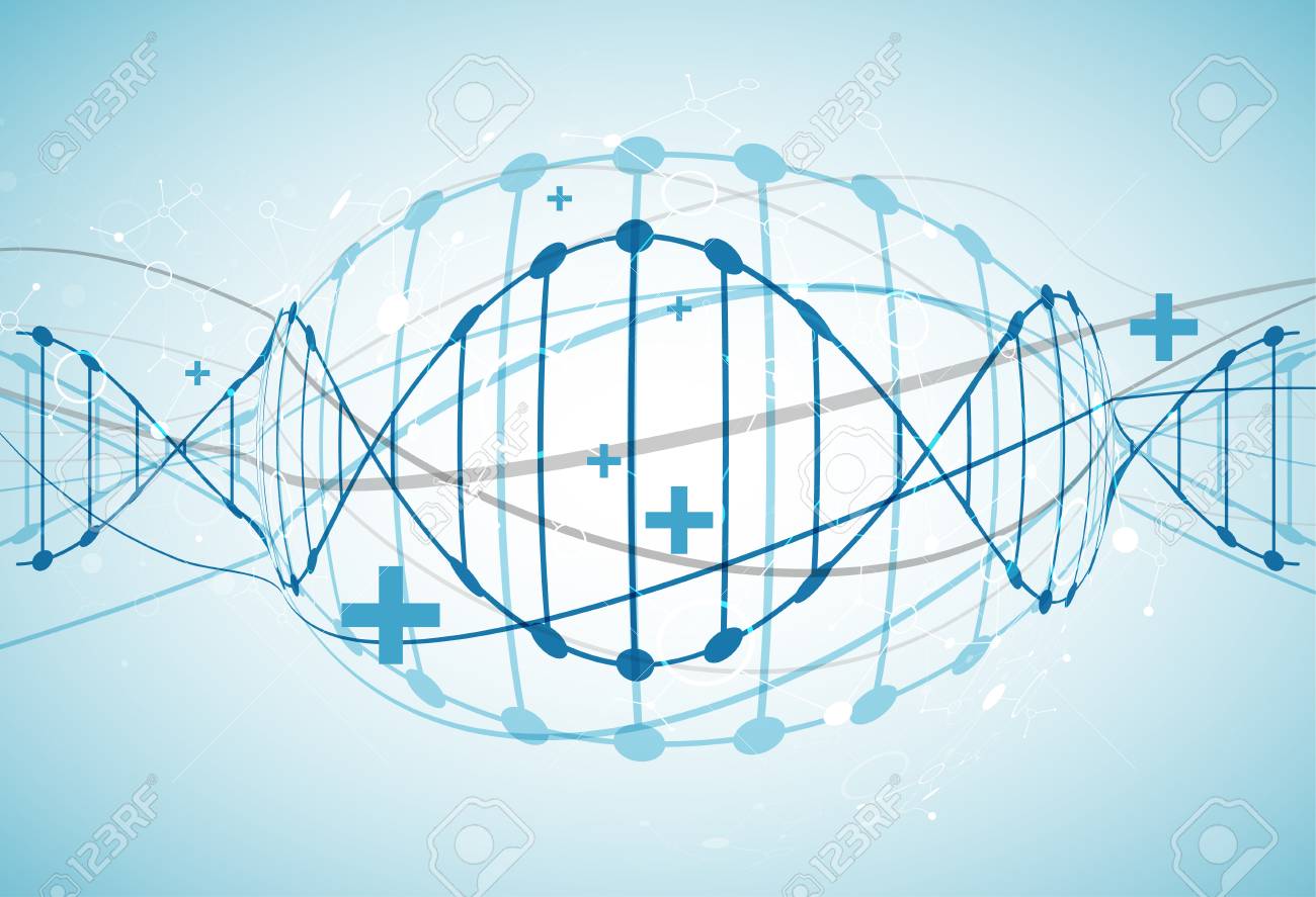 科学のテンプレート 壁紙や Dna 分子とバナー ベクターイラスト のイラスト素材 ベクタ Image