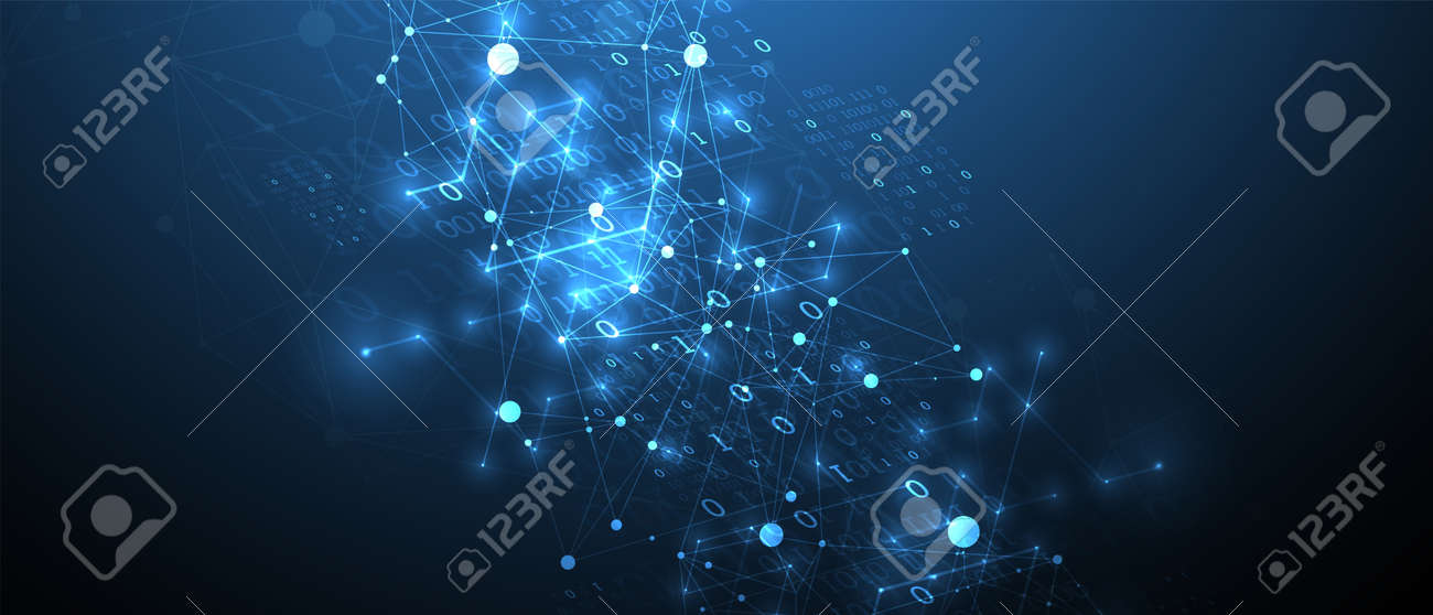 Technology background with plexus effect. Big data concept. Binary computer code. Vector illustration. - 149392245 Technology background with plexus effect. Big data concept. Binary computer code. Vector illustration. - 149392245