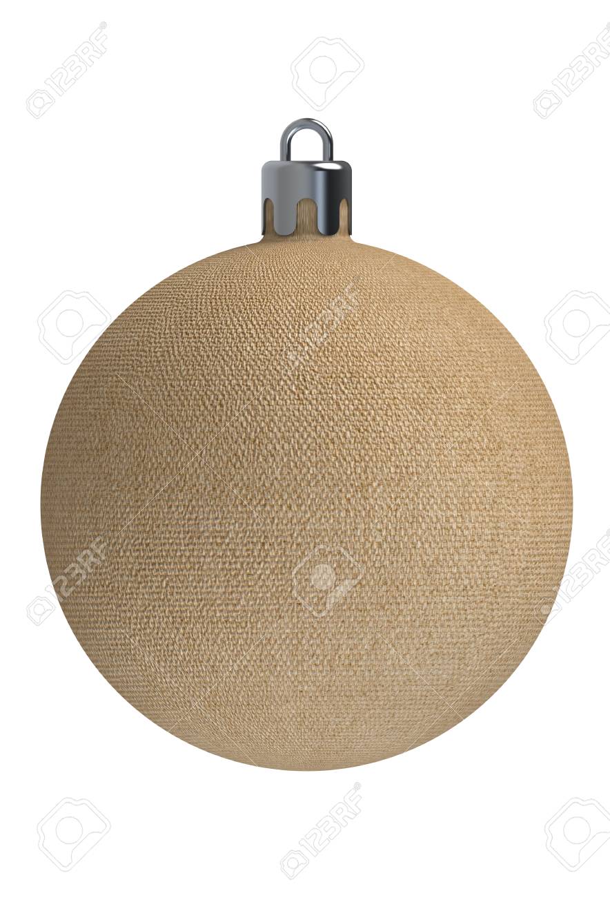 Boule De Noël Tissu Texture Marron Sur Fond Blanc