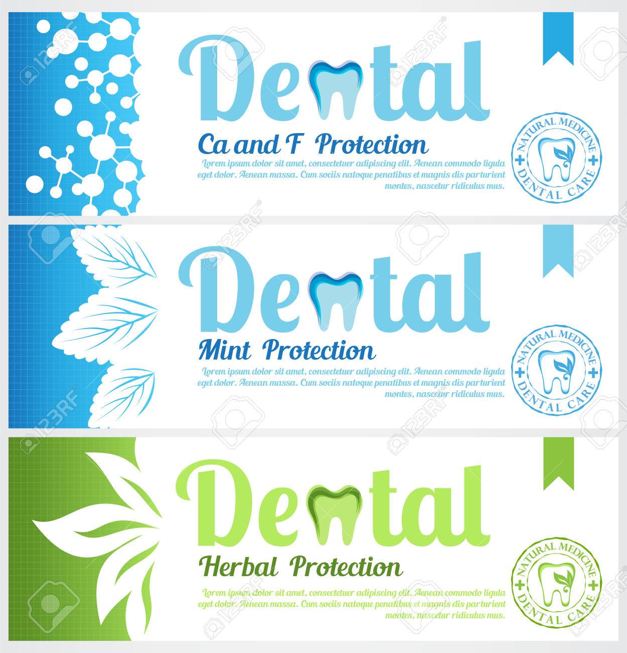 Dental horizontal banners. Set of toothpaste pack labels - 57482117 Dental horizontal banners. Set of toothpaste pack labels - 57482117