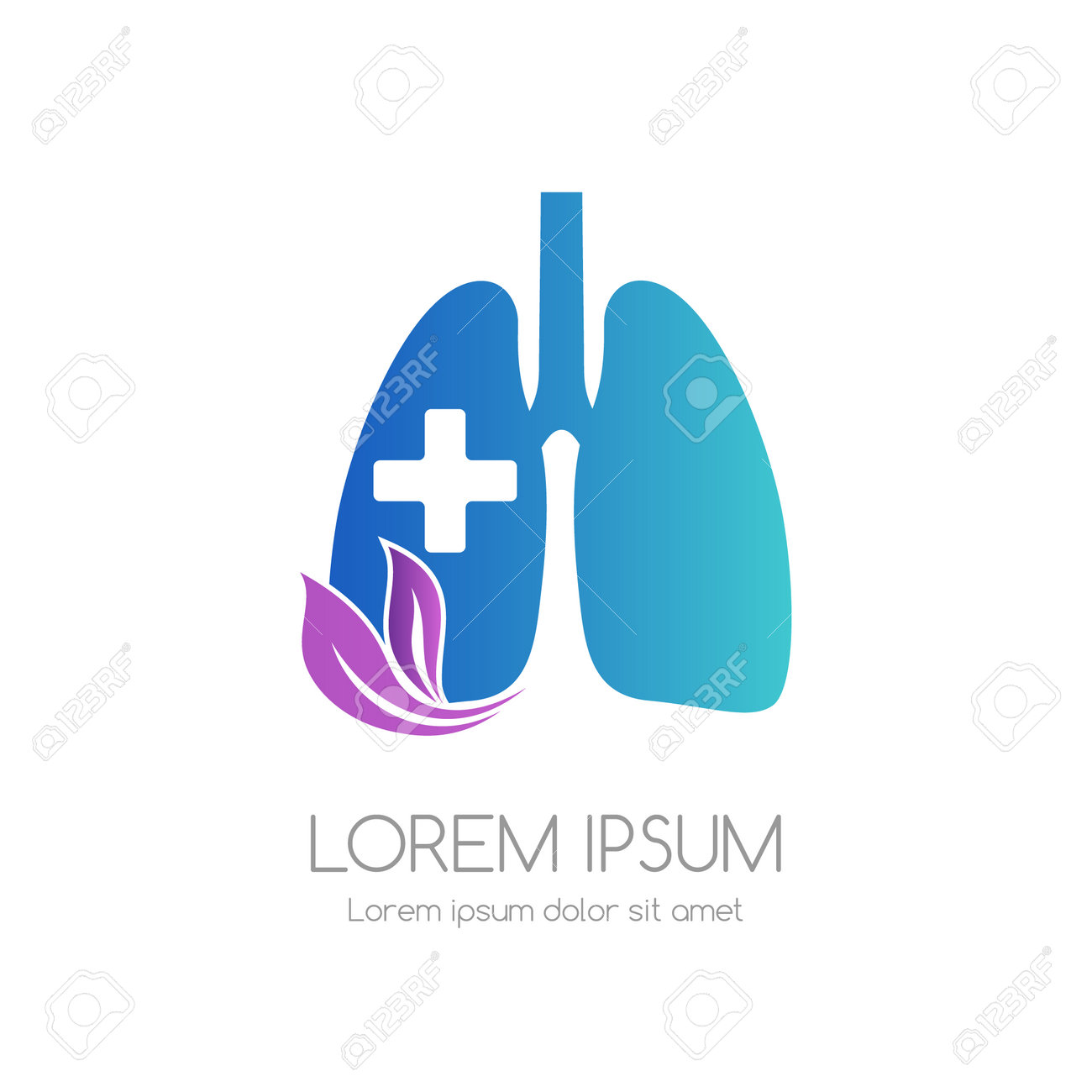 Lung with cross and leaves. Medical emblem. Health care vector icon. - 161687806 Lung with cross and leaves. Medical emblem. Health care vector icon. - 161687806