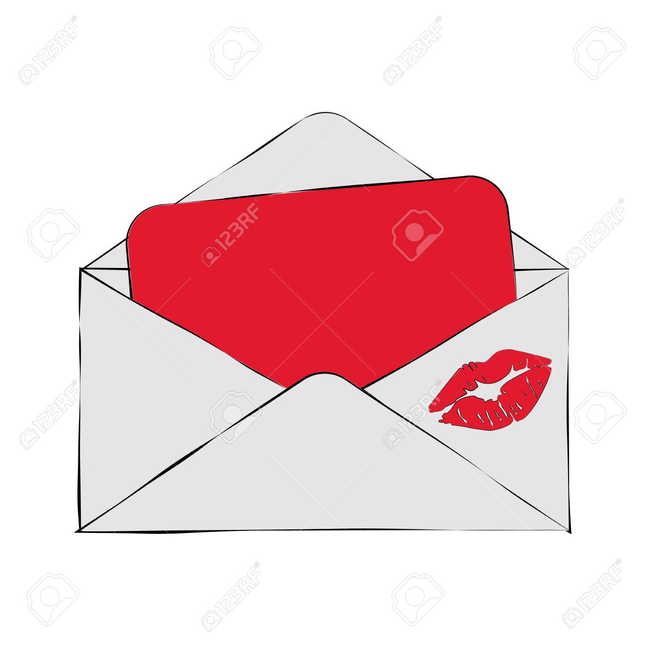 ラブレター 封筒 ハートステッカー ベクトルの図 のイラスト素材 ベクタ Image