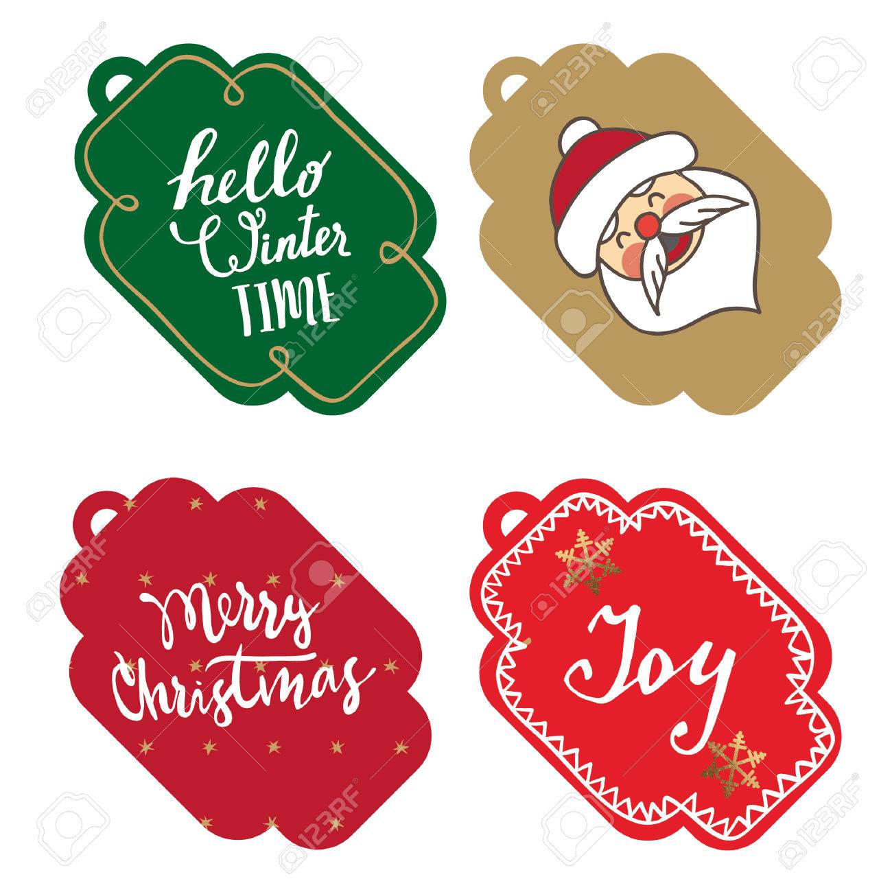 christmas tag on a gift tag retro shapes four different tags gift tags shapes