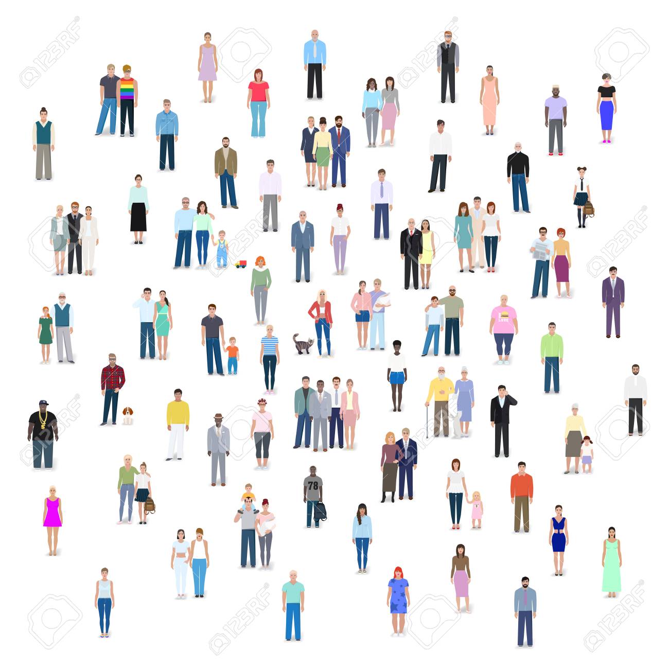 Différents Groupes De Personnes, Dessin Détaillé, Illustration Vectorielle  Clip Art Libres De Droits, Svg, Vecteurs Et Illustration. Image 87783899