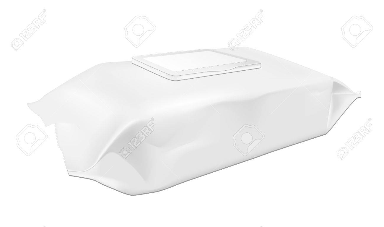 White wet wipes package with flap. - 85571661 White wet wipes package with flap. - 85571661