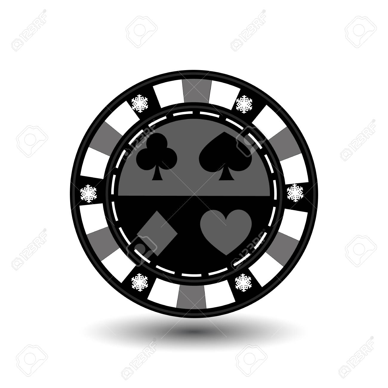 チップ ポーカー カジノ クリスマス新年 ホワイト バック グラウンドを分けるために簡単にアイコン ベクトル イラスト サイト デザイン 装飾 印刷用 等します スペード ハート クラブ 灰色のチップに積もった雪の両側にダイヤモンドの真ん中に の写真素材 画像