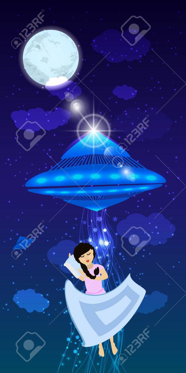 Ufo Entfuhrung Einer Schlafenden Person Lizenzfrei Nutzbare Vektorgrafiken Clip Arts Illustrationen Image 71545092