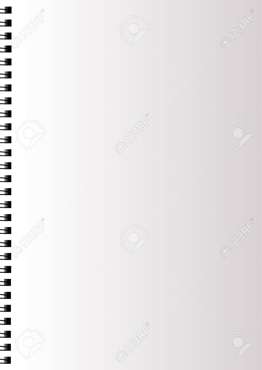 realistic blank notebook paper with spiral clear diary page