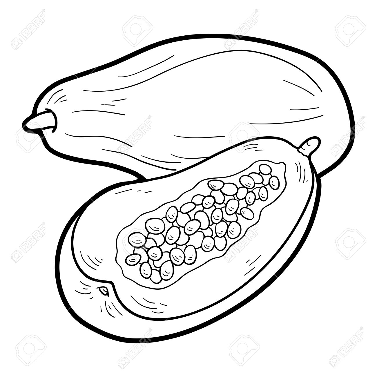 Livre De Coloriage Pour Les Enfants Les Fruits Et Legumes Papaye Clip Art Libres De Droits Vecteurs Et Illustration Image 41938703