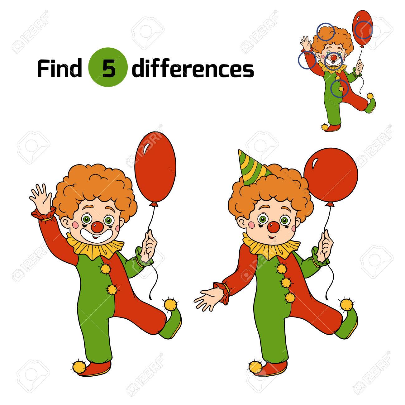 find differences game for children halloween characters clown