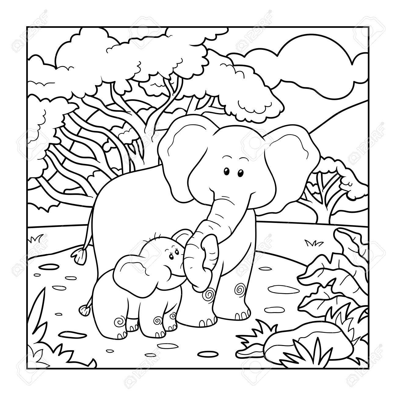 coloring book for children two elephants and background stock vector 49794165 - Colouring Book For Children coloring book for children two elephants and background stock vector 49794165 - Colouring Book For Children
