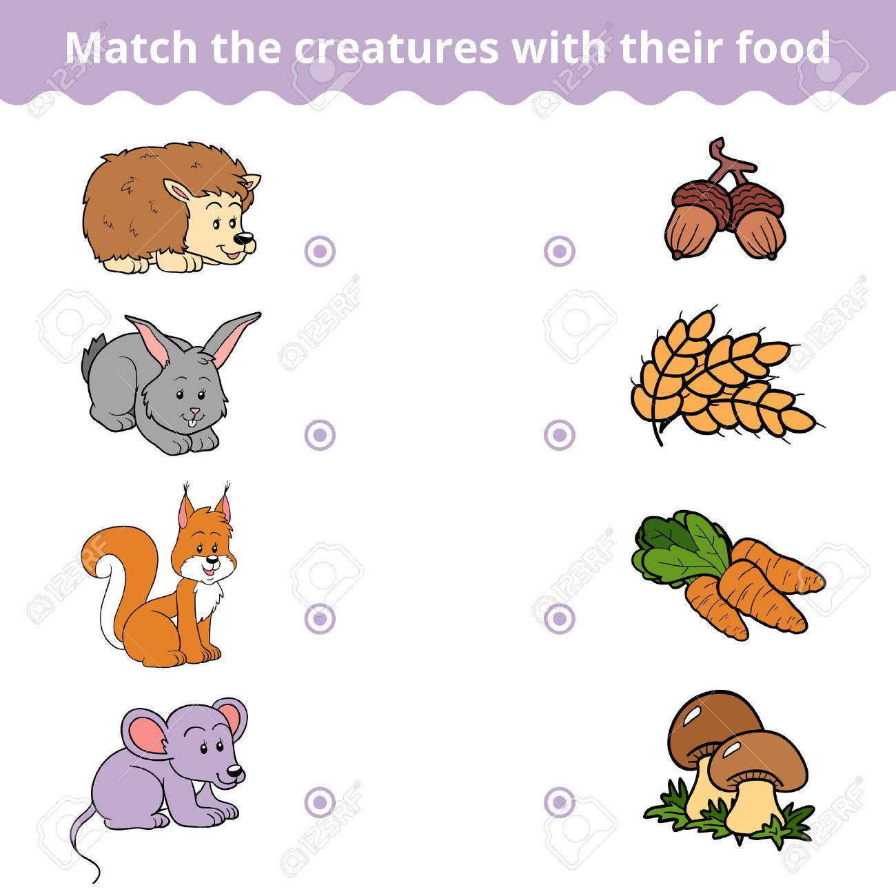 Matching game for children, vector education game (animals and favorite food) - 54591862 Matching game for children, vector education game (animals and favorite food) - 54591862