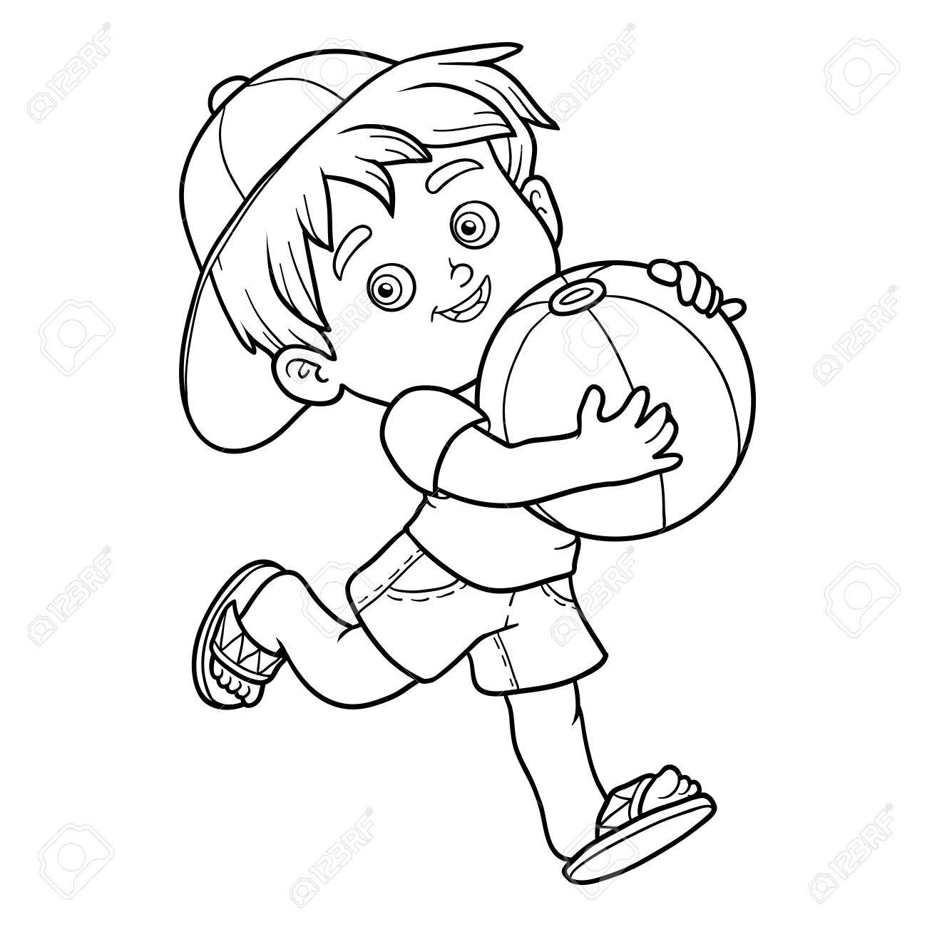 Petit Enfant Avec Le Ballon Illustration de Vecteur - Illustration