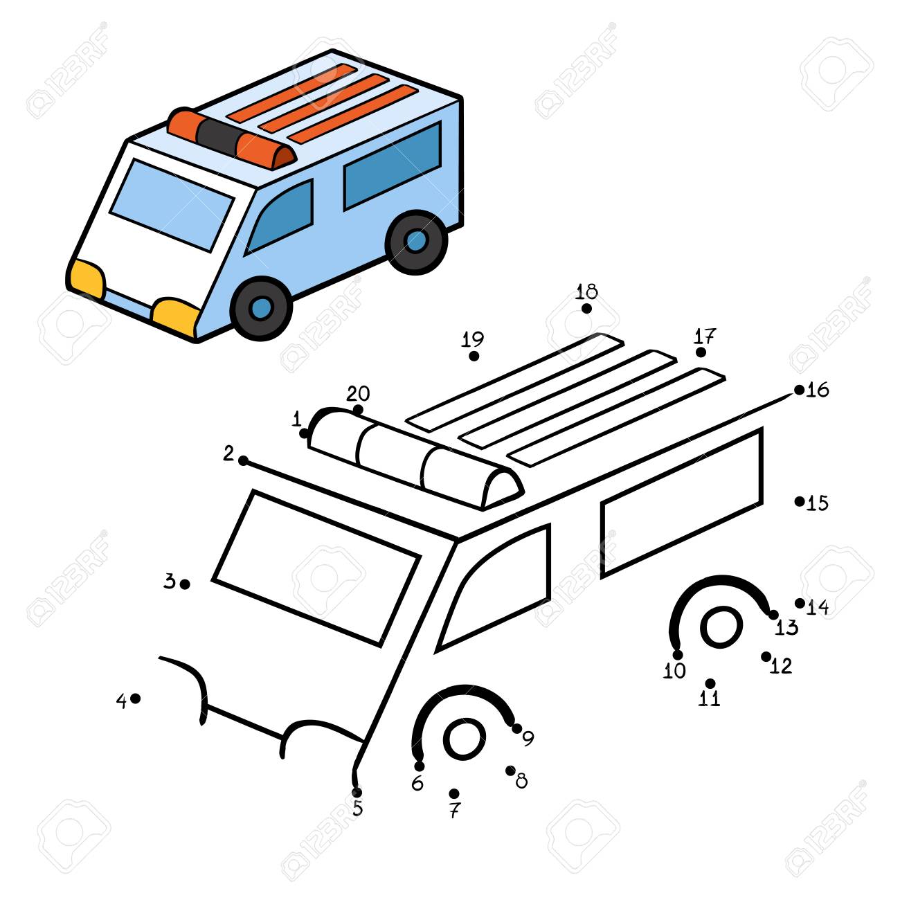numbers game for children dot to dot game ambulance car royalty
