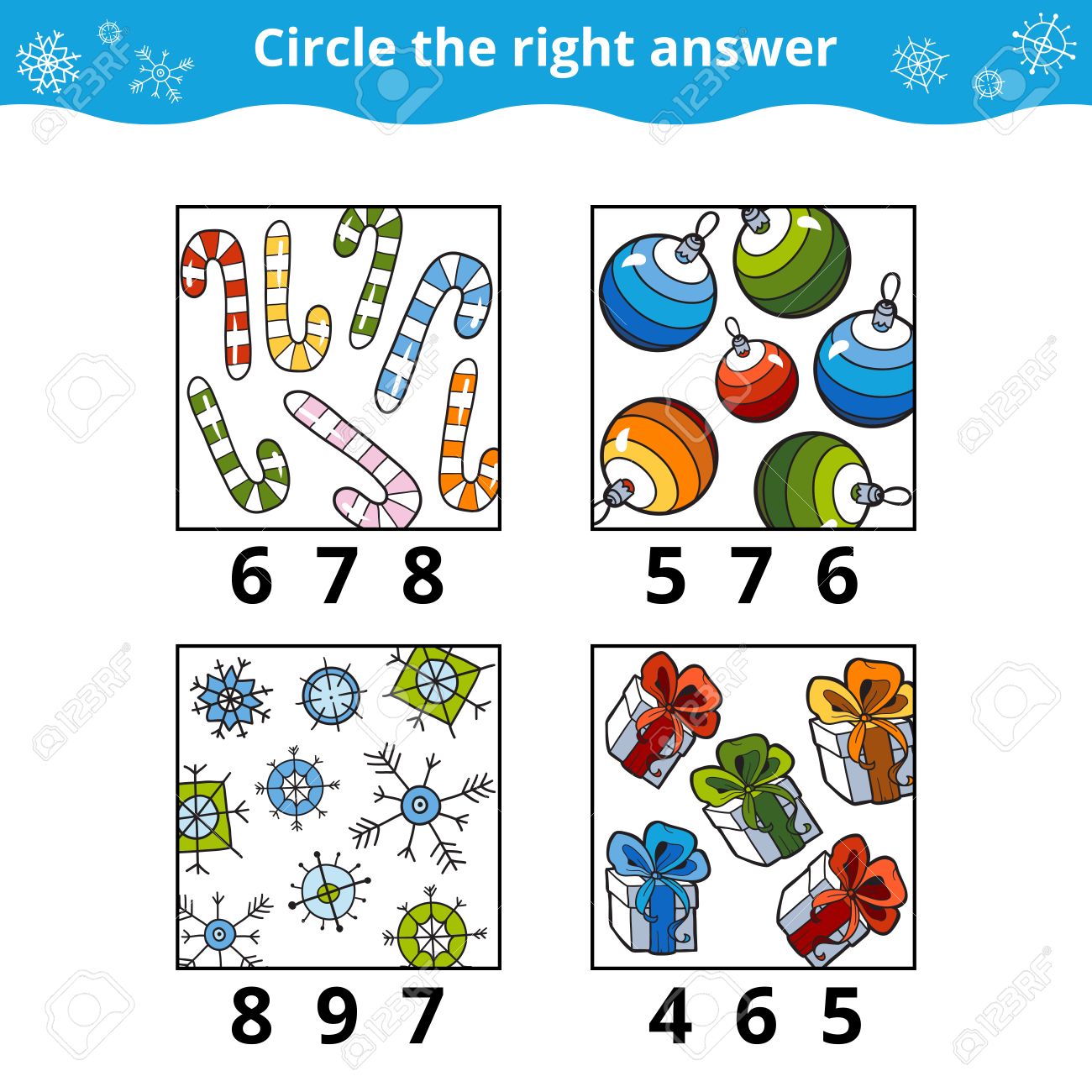 Counting Game for Preschool Children. How many objects on the picture, education game about the Christmas - 59235489 Counting Game for Preschool Children. How many objects on the picture, education game about the Christmas - 59235489
