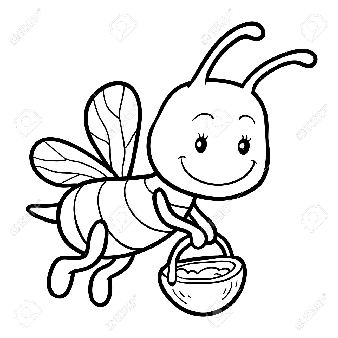 Coloring Book For Children, Coloring Page With A Small Bee Royalty ... Coloring Book For Children, Coloring Page With A Small Bee Royalty ...