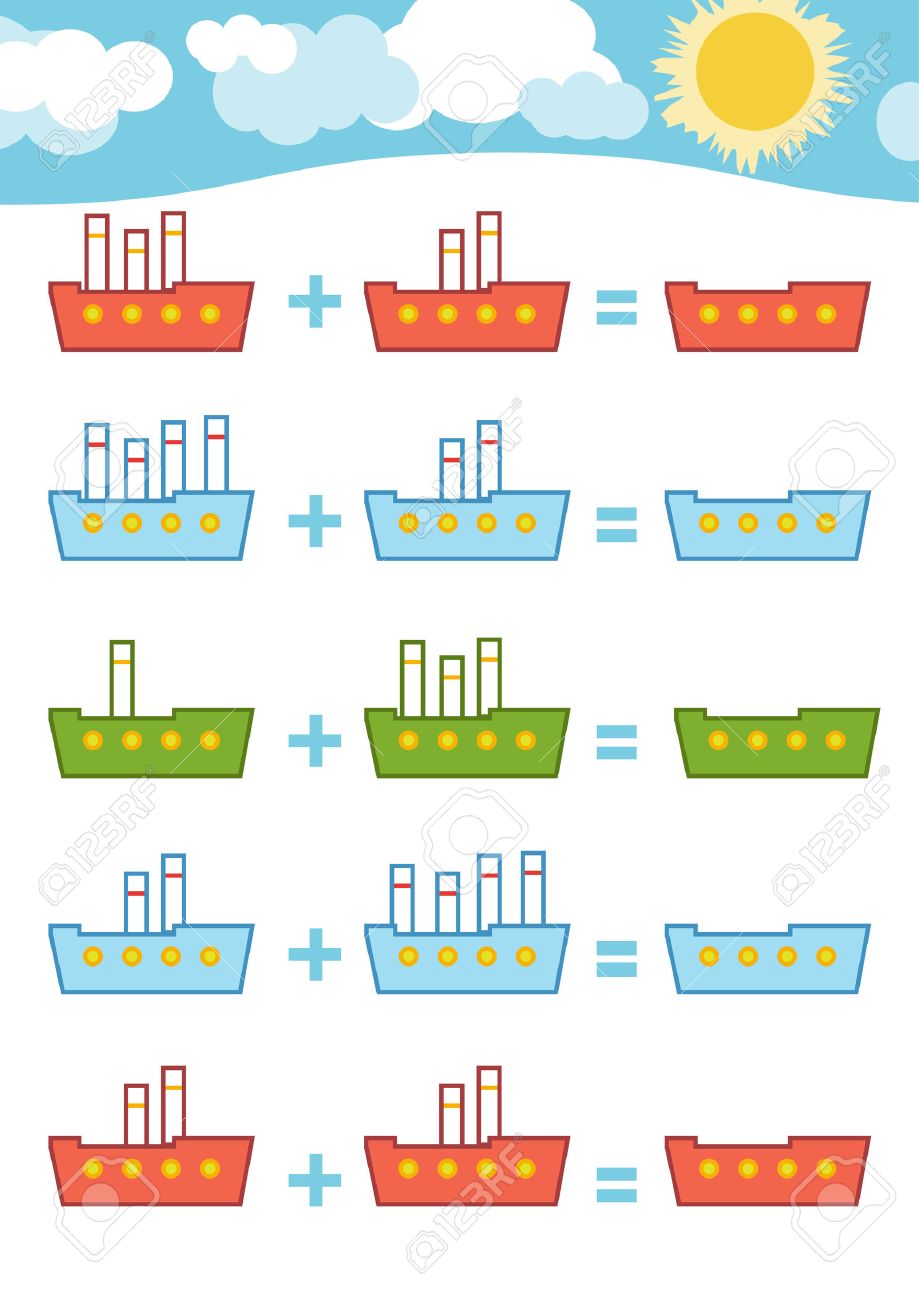 Counting Game for Preschool Children. Educational a mathematical game. Count the numbers in the picture and write the result. Addition worksheets - 62153879 Counting Game for Preschool Children. Educational a mathematical game. Count the numbers in the picture and write the result. Addition worksheets - 62153879