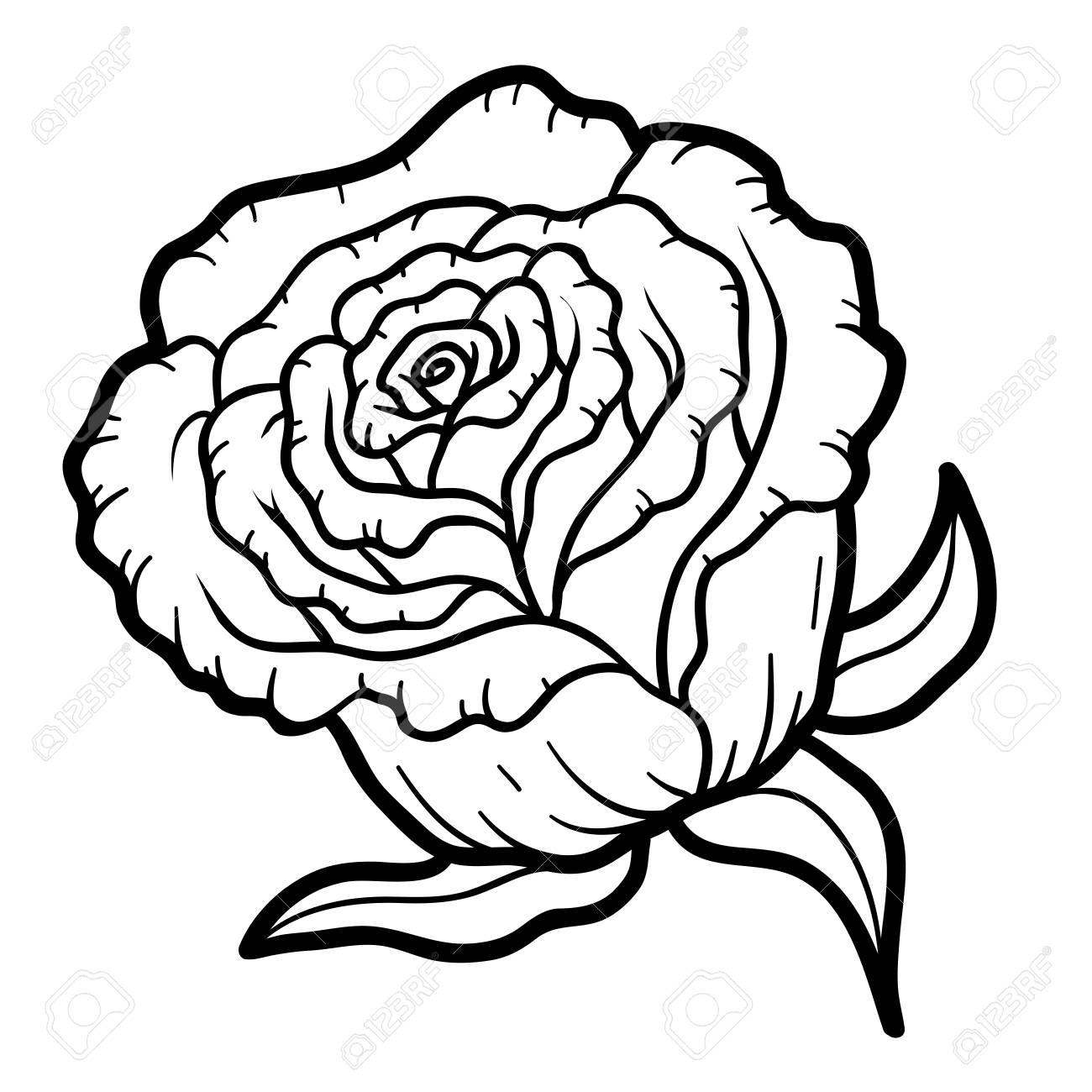 バラの花の子供のための塗り絵 のイラスト素材 ベクタ Image 66627495