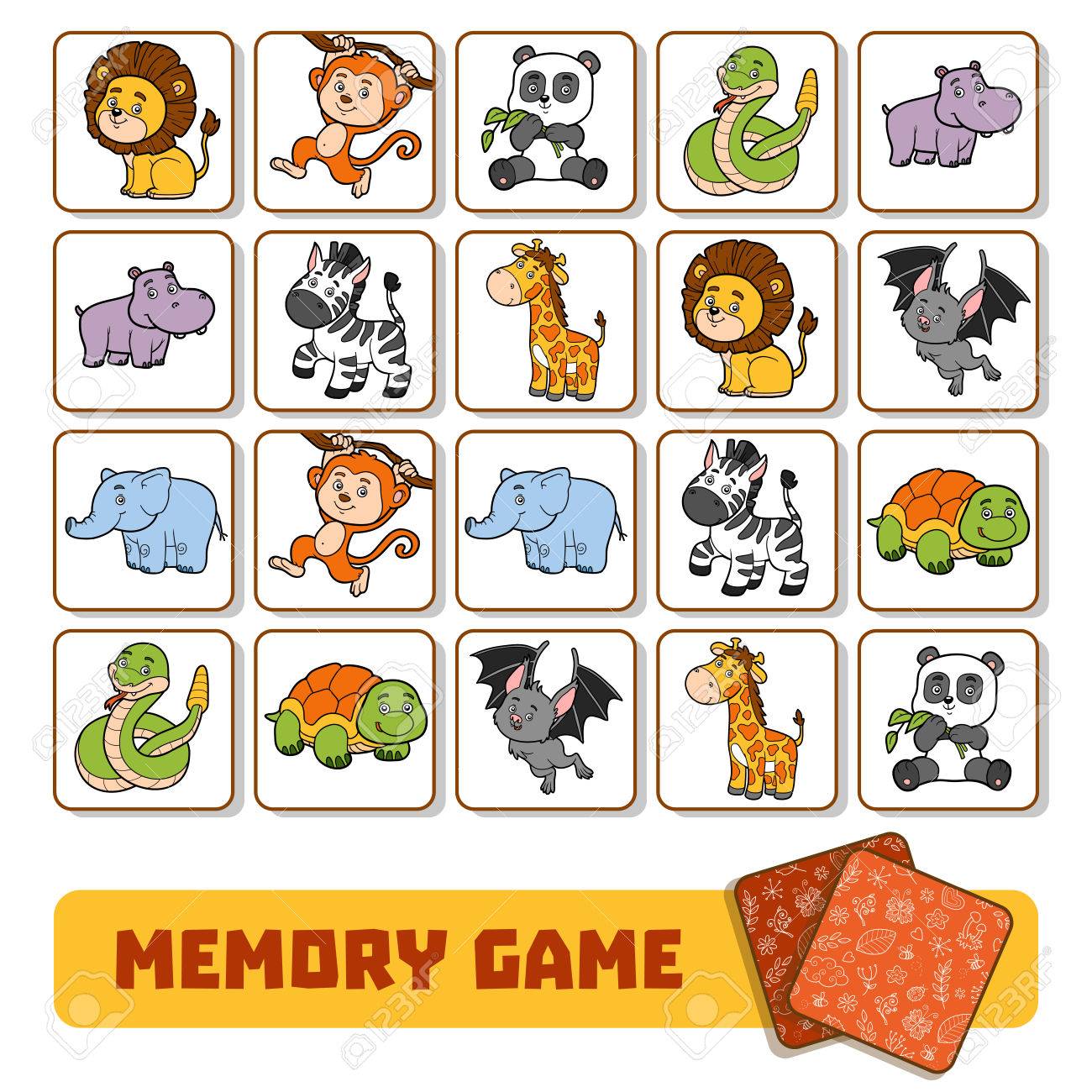 Memory Spiel Fur Kinder Im Vorschulalter Vektor Karten Mit Zootieren Lizenzfrei Nutzbare Vektorgrafiken Clip Arts Illustrationen Image
