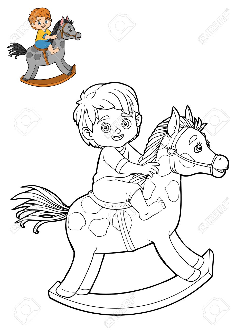 dessin cheval à bascule