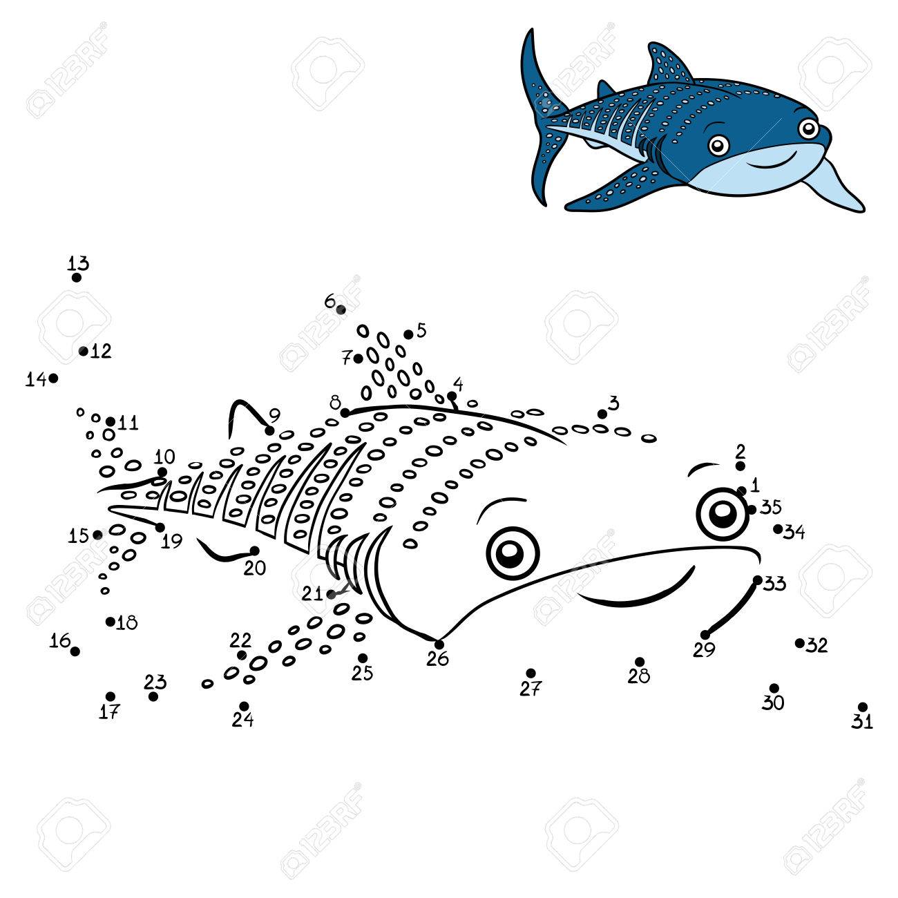 Numbers game, education dot to dot game for children, Whale shark - 77390949 Numbers game, education dot to dot game for children, Whale shark - 77390949