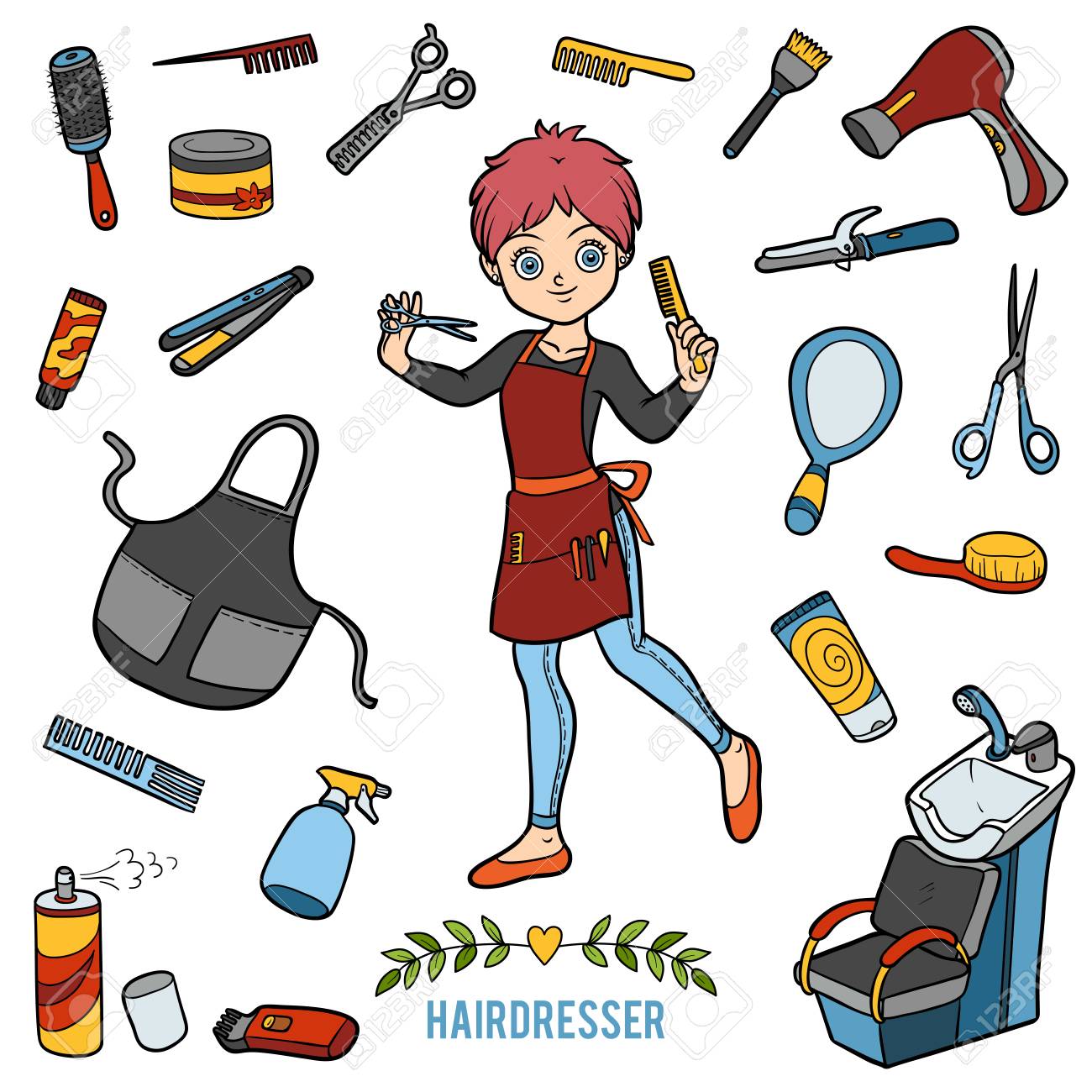 Vector Conjunto Con Peluquería Y Objetos Para El Corte Del Cabello. Artículos Coloridos De Dibujos Animados Ilustraciones Svg, Vectoriales, Clip Art Vectorizado Libre De Derechos. Image 79465252. Vector Conjunto Con Peluquería Y Objetos Para El Corte Del Cabello. Artículos Coloridos De Dibujos Animados Ilustraciones Svg, Vectoriales, Clip Art Vectorizado Libre De Derechos. Image 79465252.