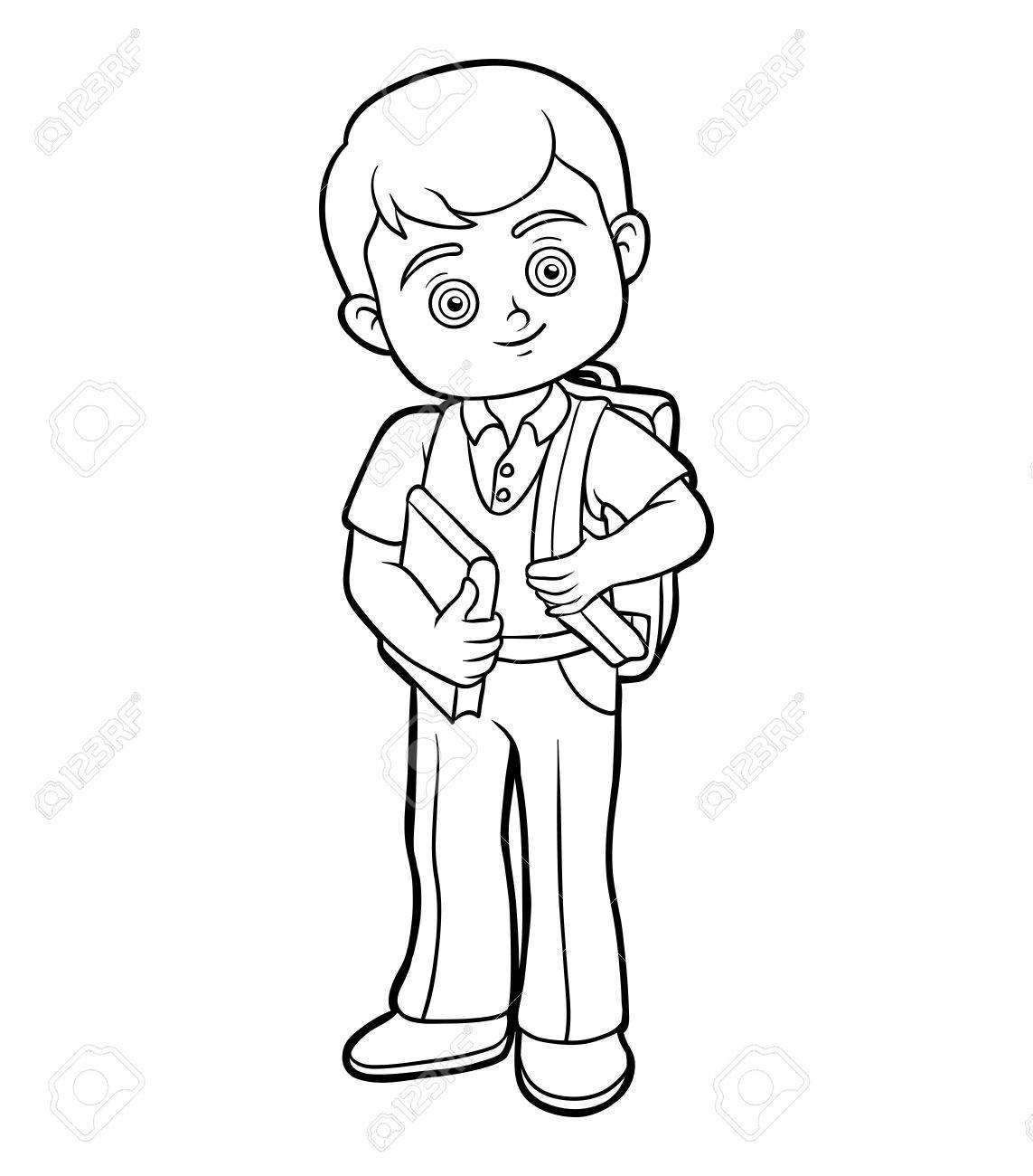 本を小学生の子供のための塗り絵のイラスト素材 ベクタ Image