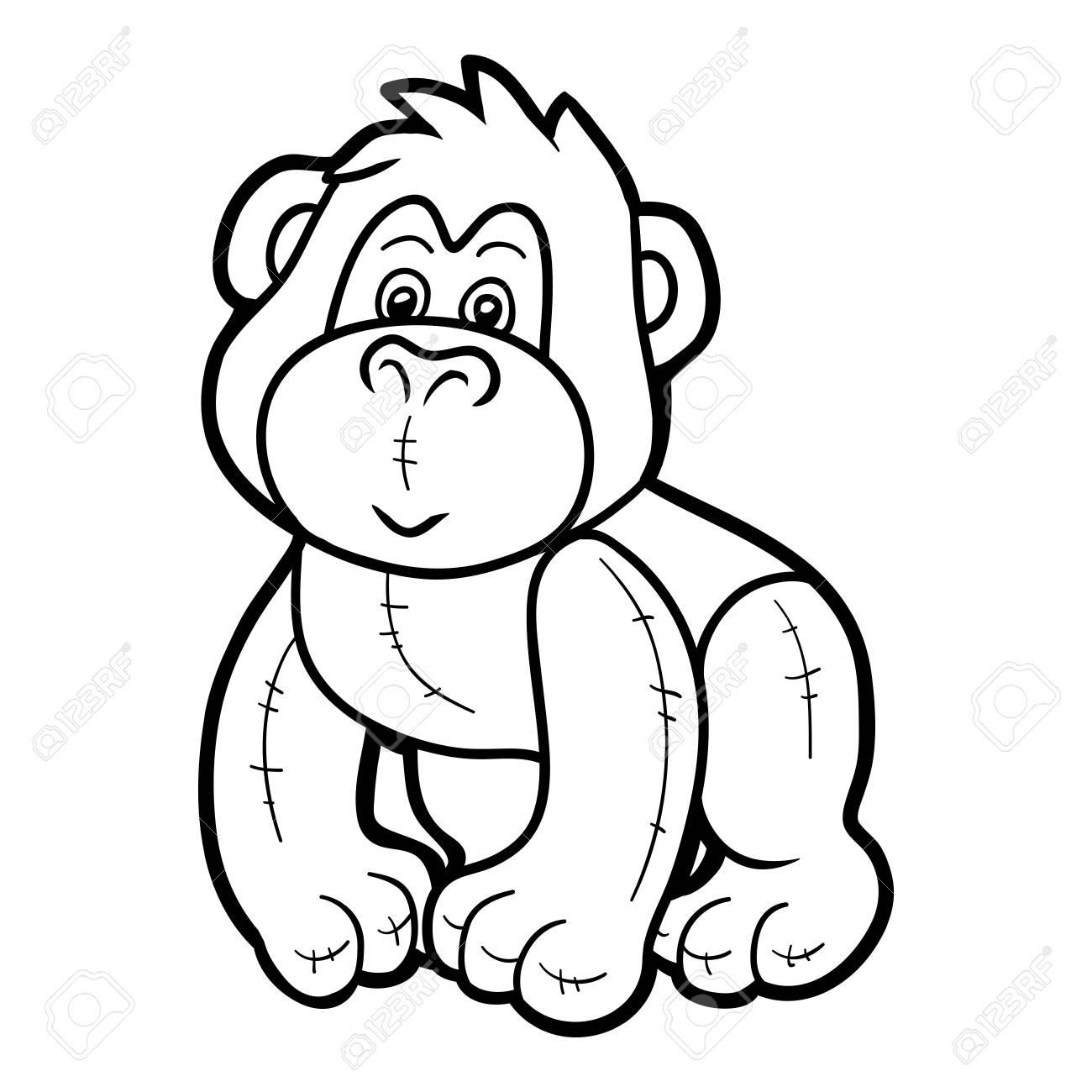 Coloring Book For Children, Stuffed Toy Gorilla Royalty Free ...