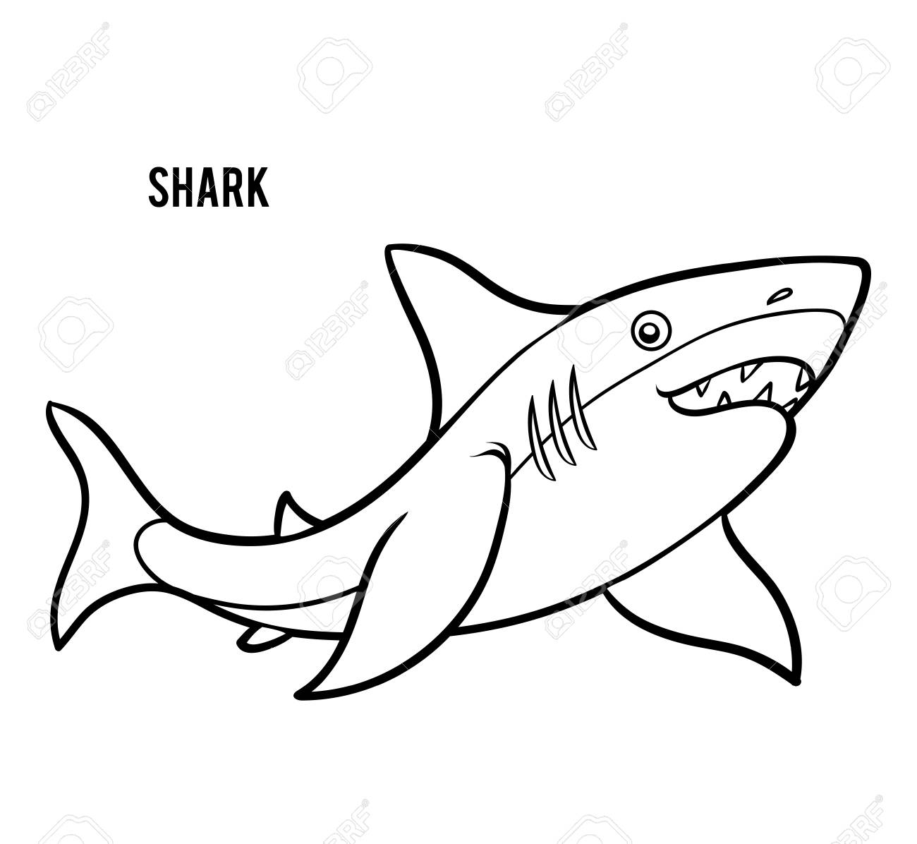 Coloring Book For Children, Cartoon Animal Shark Royalty Free - Coloring Book For Children, Cartoon Animal Shark Royalty Free