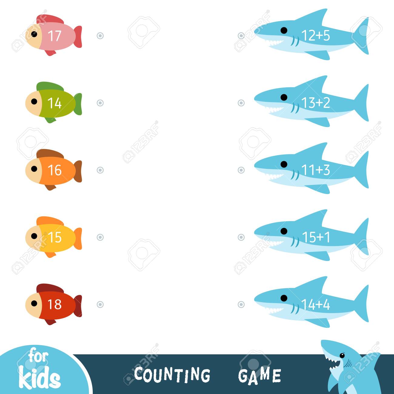 wallpapers Shark Worksheets Kindergarten counting game for preschool children educational a mathematical