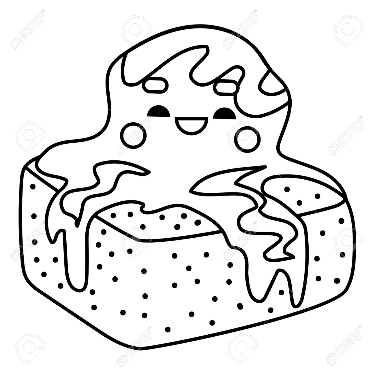 Coloring Book For Children, Chocolate Brownie And Ice Cream With A Cute  Face Клипарты, SVG, векторы, и Набор Иллюстраций Без Оплаты Отчислений.  Image 182873995