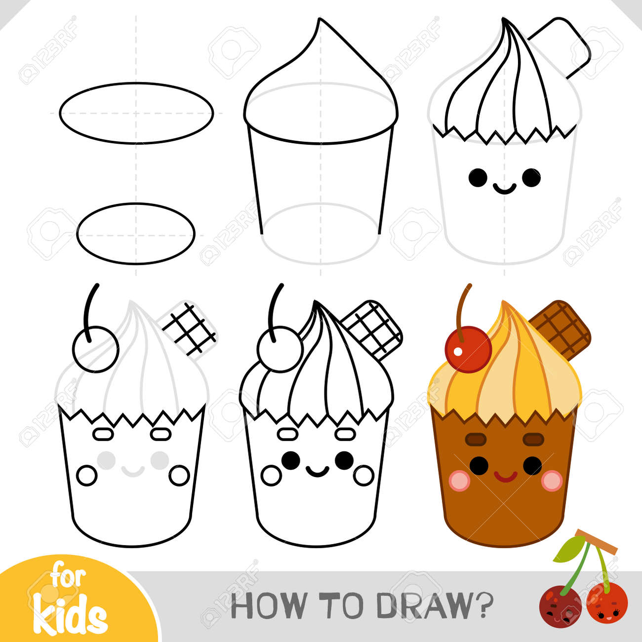 Cómo Dibujar Una Magdalena De Chocolate Con Una Carita Linda Para Niños. Tutorial De Dibujo Paso A Paso. Una Guía Sencilla Para Aprender A Dibujar. Ilustraciones Svg, Vectoriales, Clip Art Vectorizado Libre Cómo Dibujar Una Magdalena De Chocolate Con Una Carita Linda Para Niños. Tutorial De Dibujo Paso A Paso. Una Guía Sencilla Para Aprender A Dibujar. Ilustraciones Svg, Vectoriales, Clip Art Vectorizado Libre
