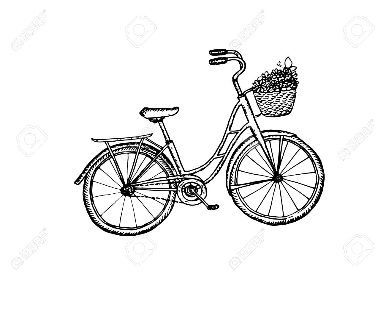 Old Bicycle Vintage Black And White Illustration Stock Vector Old Bicycle Vintage Black And White Illustration Stock Vector
