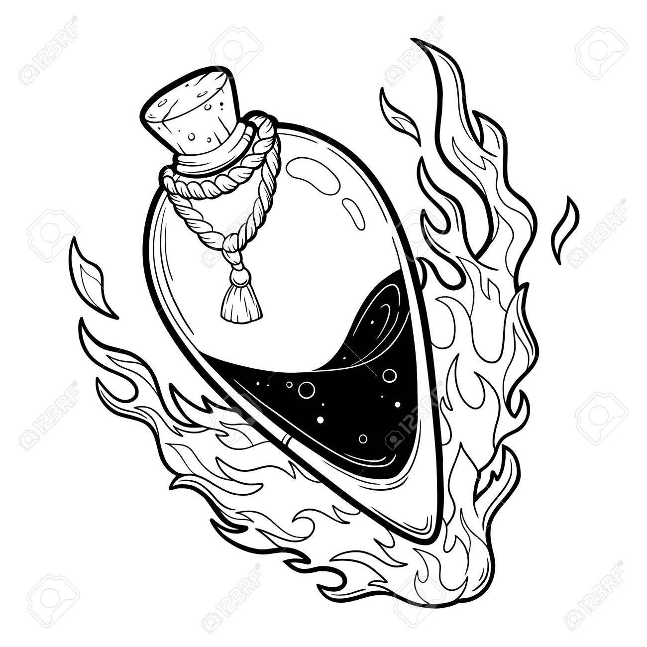 Hand Drawn Magic Bottle. Vial Of Poison. Vector Illustration Isolated.  Tattoo Design, Magic Symbol For Your Use. Клипарты, SVG, векторы, и Набор  Иллюстраций Без Оплаты Отчислений. Image 202698708
