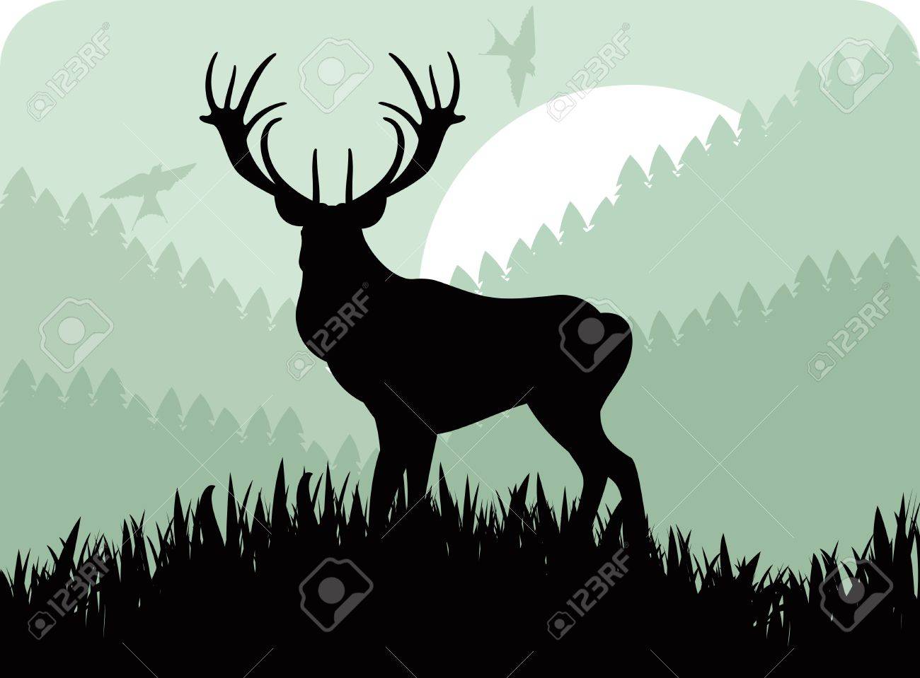 animated rain deer family in wild forest foliage illustration animated rain forest