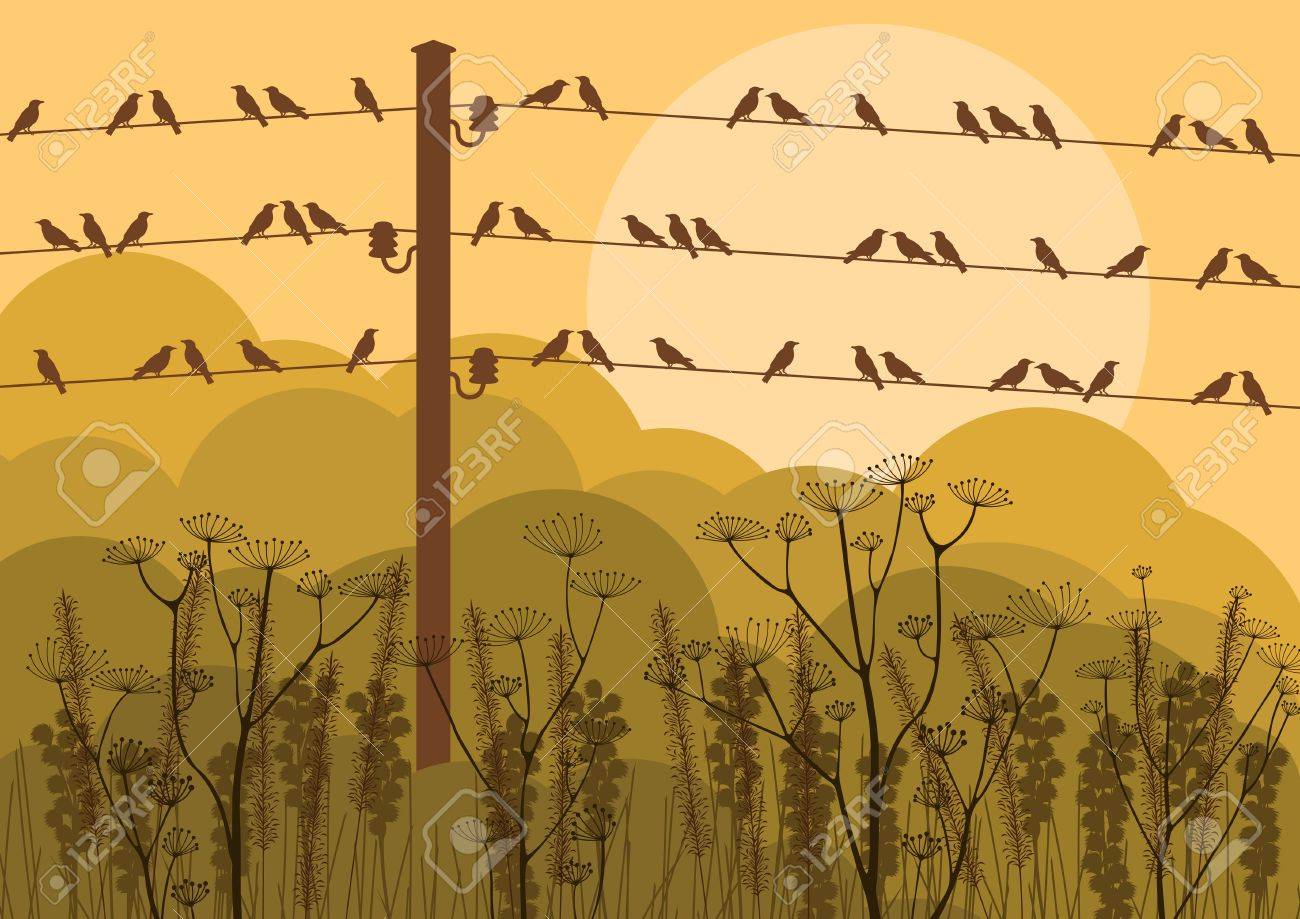 鳥秋の田舎の風景の背景イラストのイラスト素材 ベクタ Image