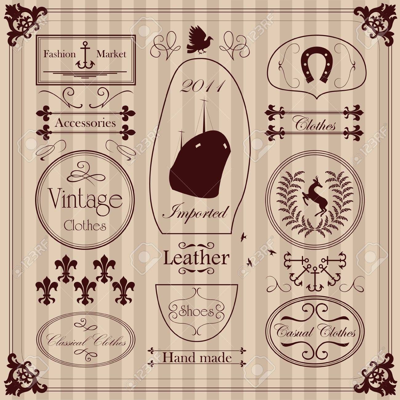 Vintage clothing labels and elements illustration collection