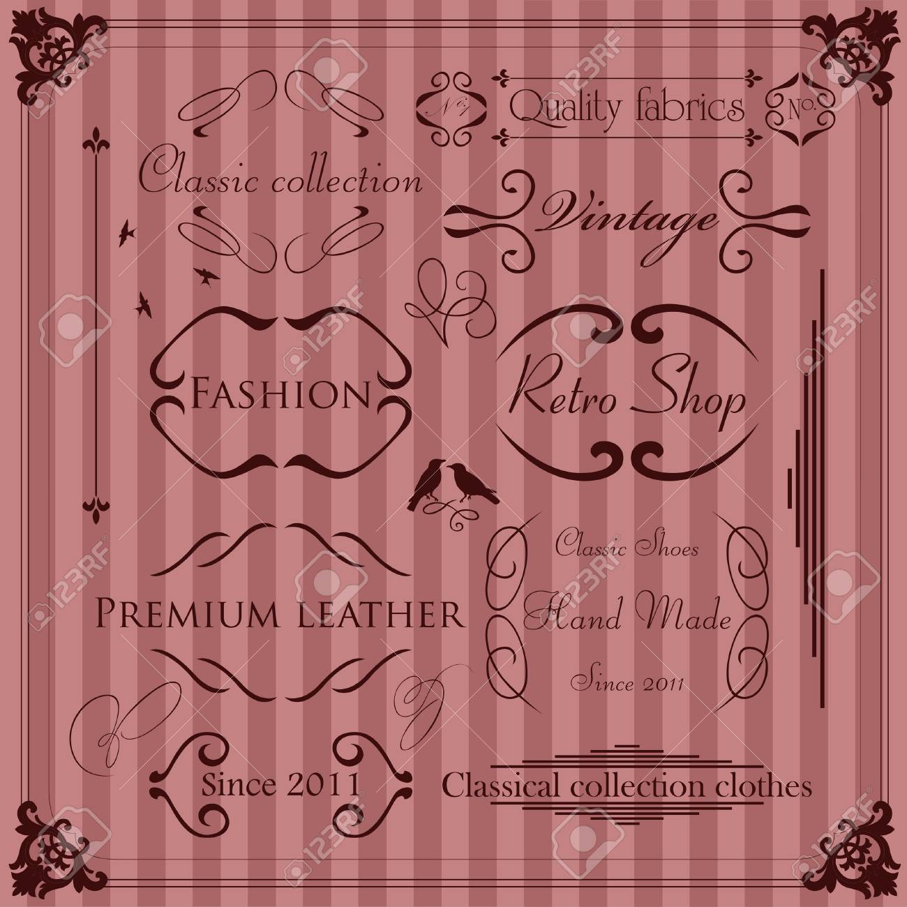 Vintage clothing labels and elements illustration collection