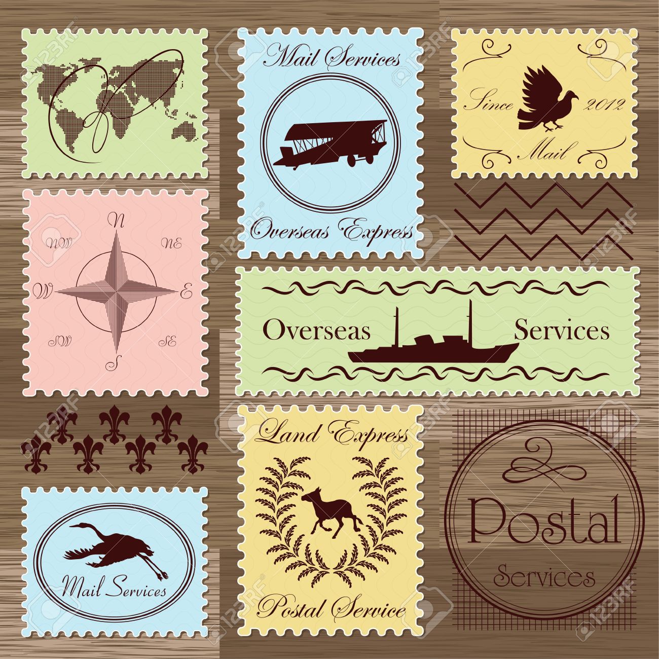 vintage postage stamps and