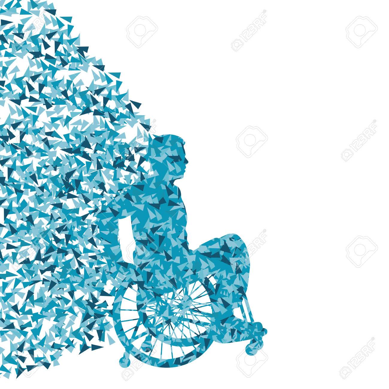 Man in wheelchair, disabled person vector abstract background concept made of triangular fragments explosion for poster - 25990528 Man in wheelchair, disabled person vector abstract background concept made of triangular fragments explosion for poster - 25990528