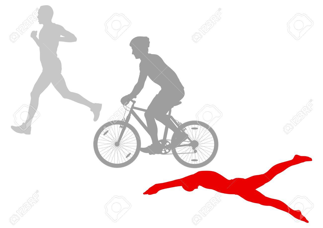 Triathlon marathon active young women swimming cycling and running sport silhouettes collection vector abstract background illustration - 25990488 Triathlon marathon active young women swimming cycling and running sport silhouettes collection vector abstract background illustration - 25990488