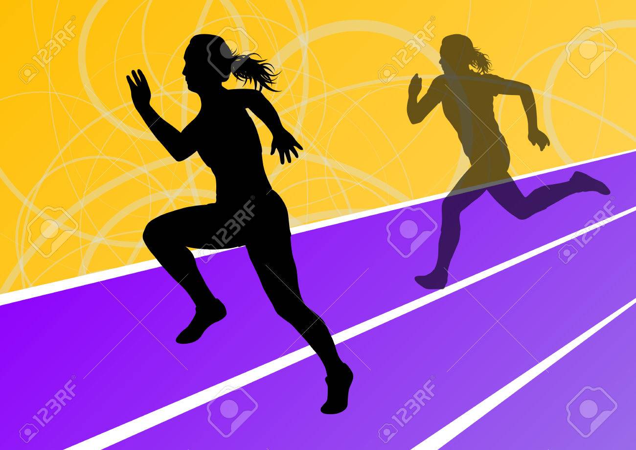 アクティブな女性スポーツ陸上シルエット イラストの抽象的な背景を実行のイラスト素材 ベクタ Image アクティブな女性スポーツ陸上シルエット イラストの抽象的な背景を実行のイラスト素材 ベクタ Image