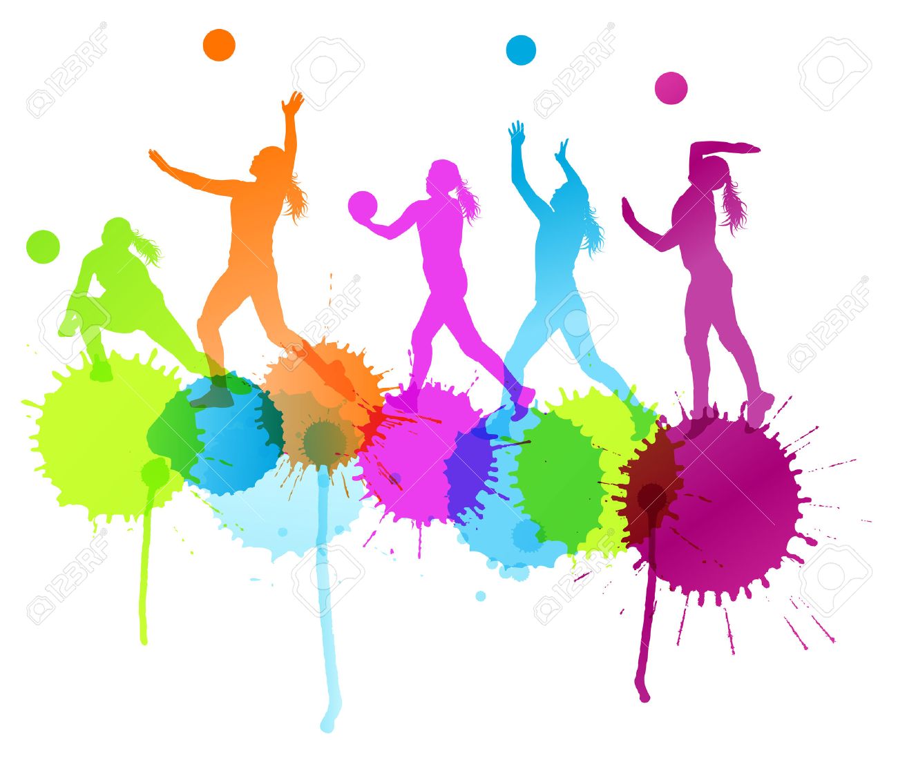 Volleyball woman player vector background concept with color splashes - 41783432 Volleyball woman player vector background concept with color splashes - 41783432